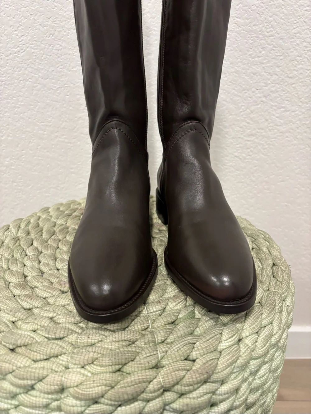 Aquatalia Ricarda Chocolate Brown Leather Tall Riding Boots Size 8